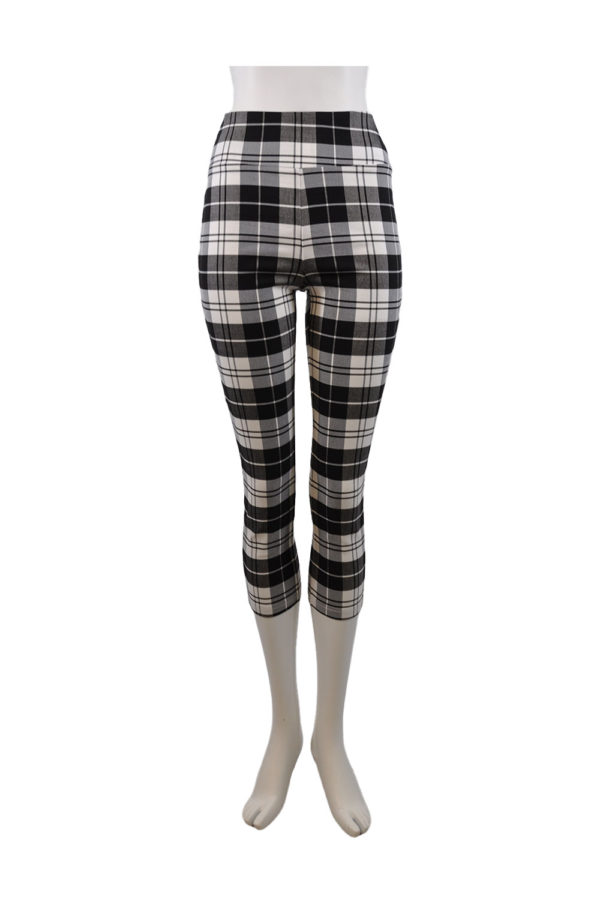 white plaid print high waisted cropped jeggings