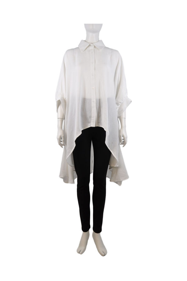 WHITE HIGH LOW OSFA OVERSIZED BLOUSE