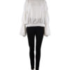WHITE BELL GATHERED LONG SLEEVE TOP