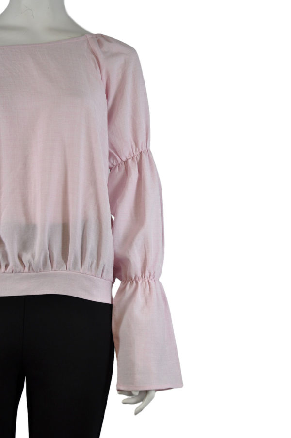 PINK BELL GATHERED LONG SLEEVE TOP