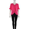 PINK V NECK RUFFLE SLEEVE KNOT FRONT TOP