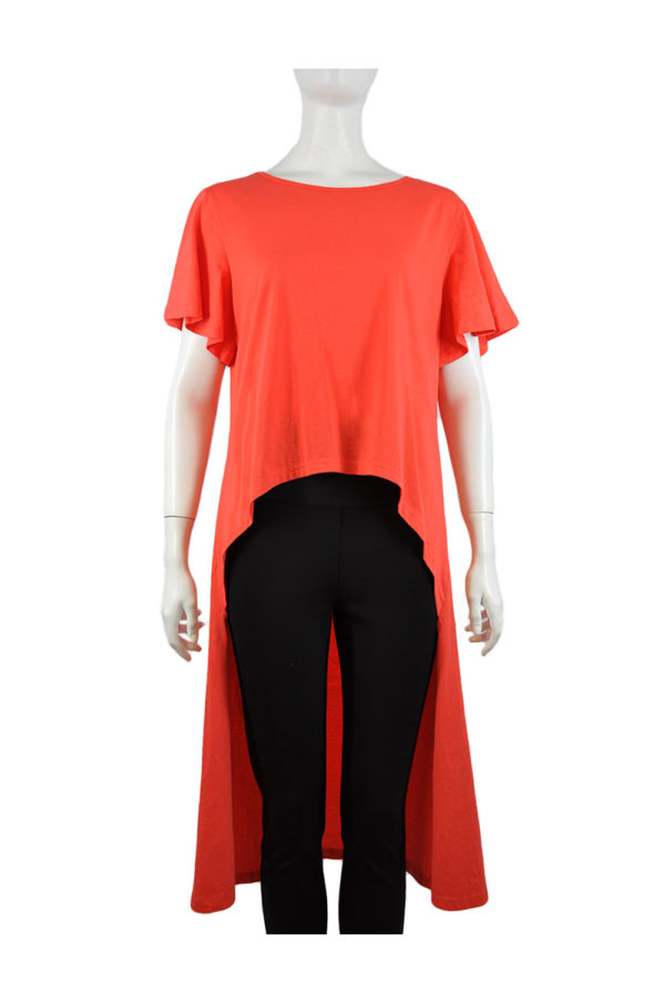 CORAL CAP SLEEVE ASYMMETRIC TOP