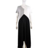 BLACK WHITE AND GREY COLORBLOCKED V NECK MAXI DRESS