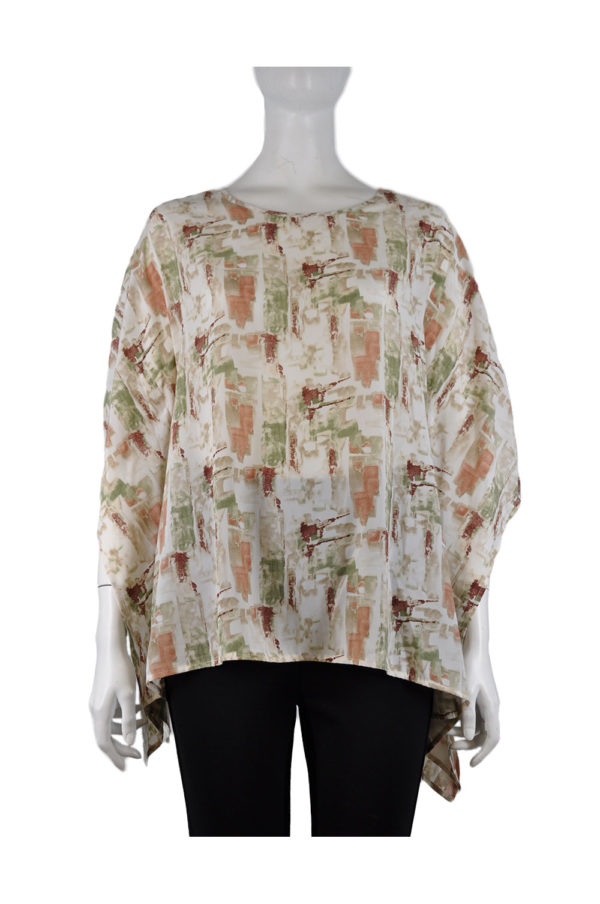 GREEN PRINTED BATWING OVERSIZED TOP