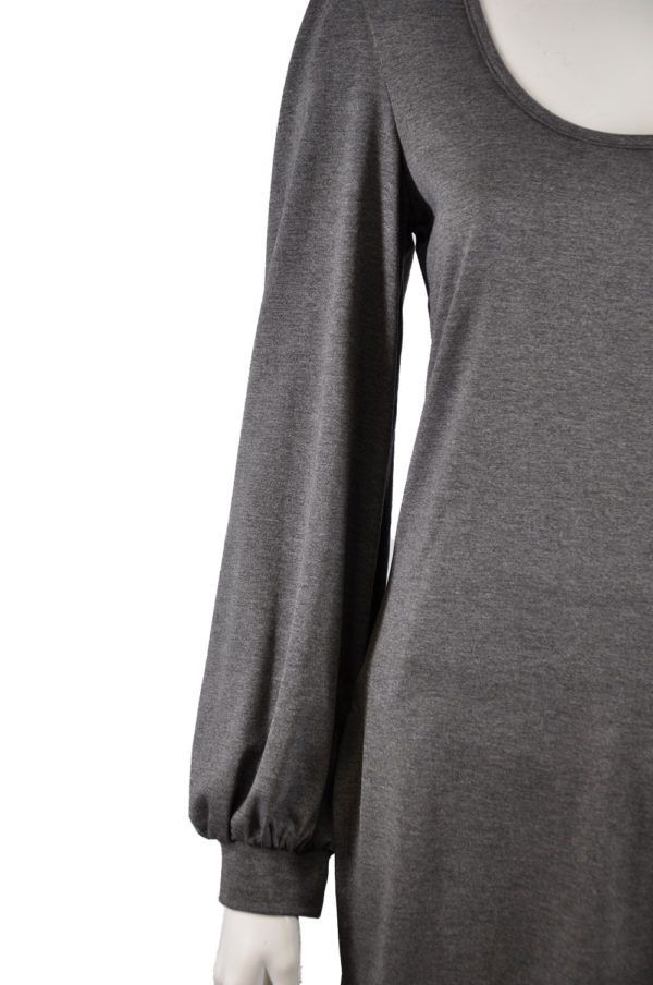 charcoal grey scoop neck long puffy sleeve top
