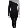 black and grey colorblock front long sleeve tunic top