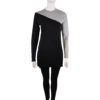 black and grey colorblock front long sleeve tunic top