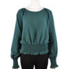 GREEN SCOOP NECK SMOCKED HEM TOP