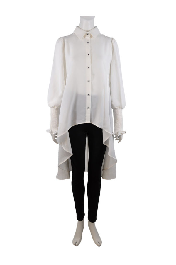off white smock sleeve high low blouse