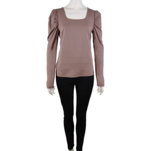 taupe puff shoulder square neck top
