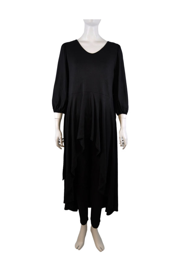 BLACK OPTIONAL BELTED LONG HIGH LOW TUNIC TOP
