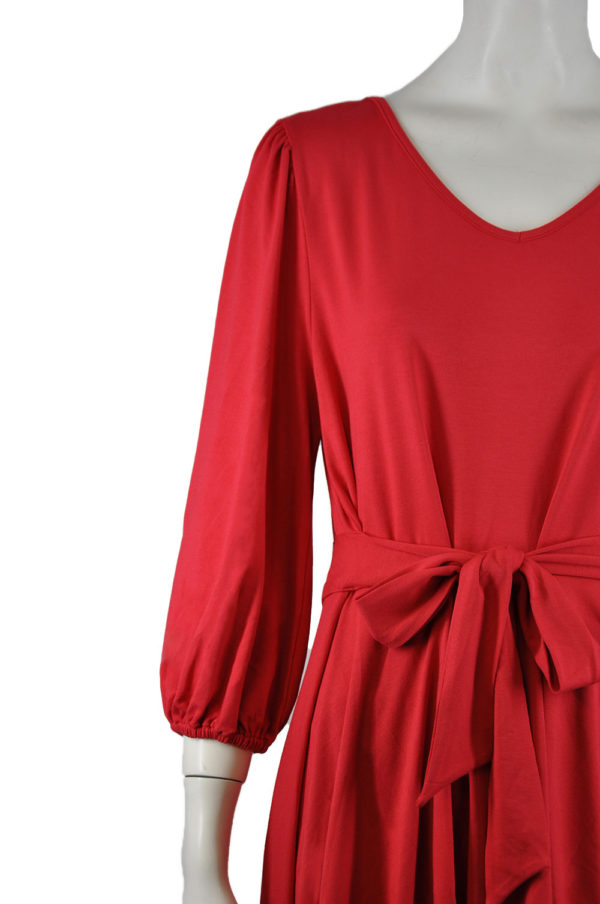 RED OPTIONAL BELTED LONG HIGH LOW TUNIC TOP