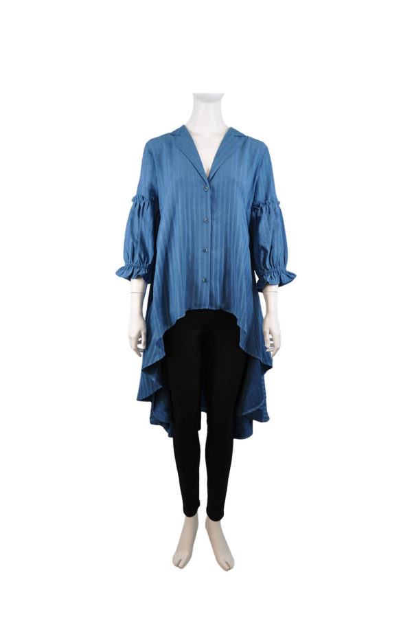 BLUE BELL SLEEVE HIGH LOW BLOUSE