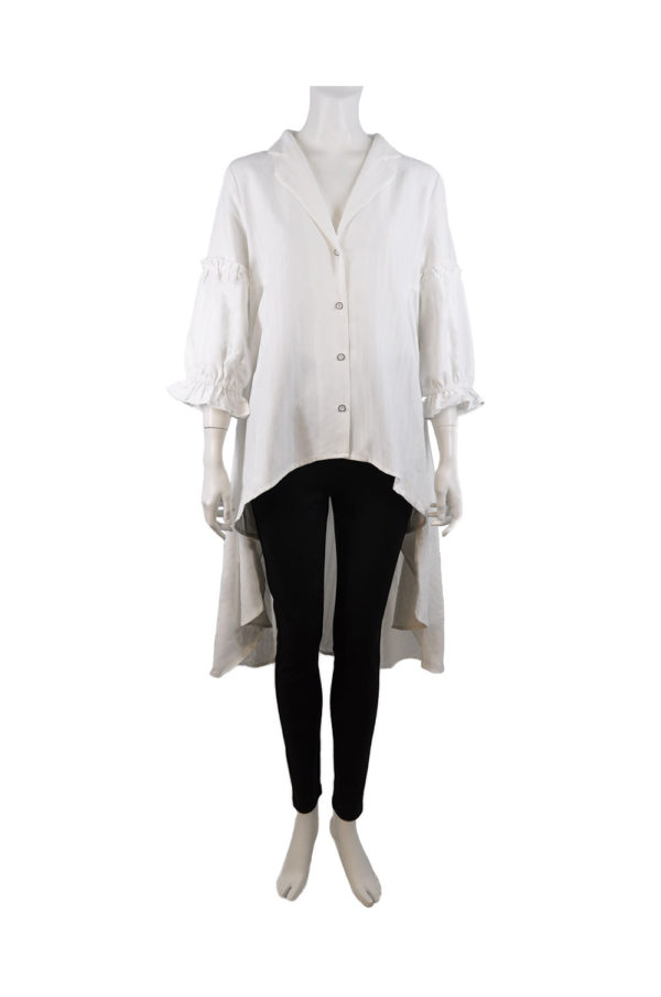 OFF WHITE BELL SLEEVE HIGH LOW BLOUSE