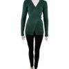 HUNTER GREEN FAUX WRAP RIBBED SWEATER