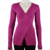 MAGENTA FAUX WRAP RIBBED SWEATER