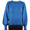 TEAL PUFFY SLEEVE CREW NECK SWEATER