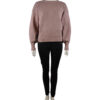 TAUPE PUFFY SLEEVE CREW NECK SWEATER