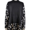 BLACK MOCK NECK ONE SIZE SWEATER WITH ANIMAL PRINT DETAIL