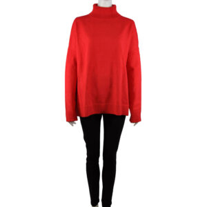 RED OPEN BACK TURTLENECK SWEATER